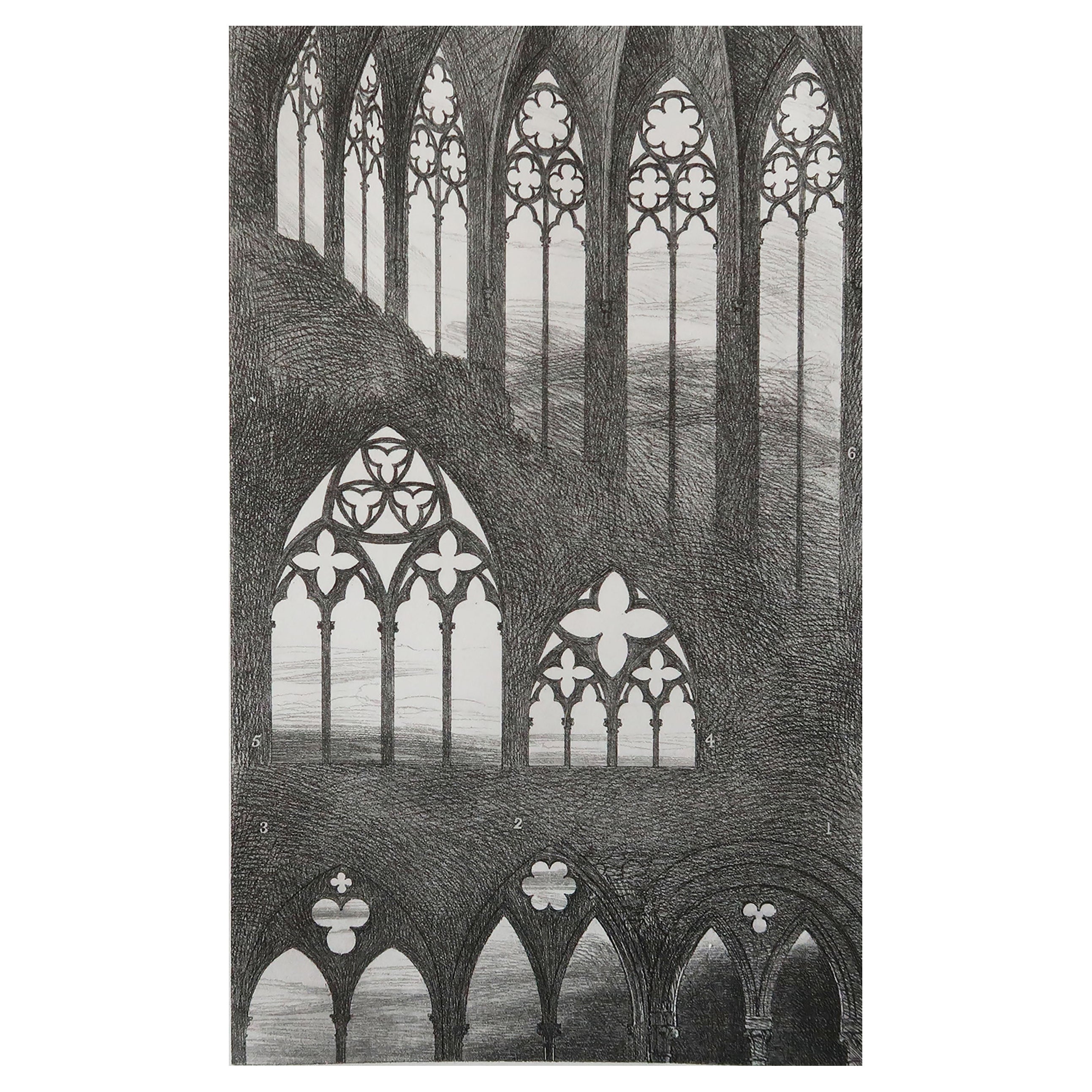 Original Antique Architectural Print by John Ruskin, circa 1880