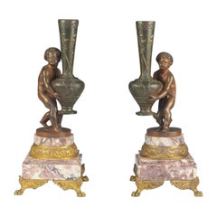 Pair of 19th Century French Cherubs 'Putti' Flower Vases