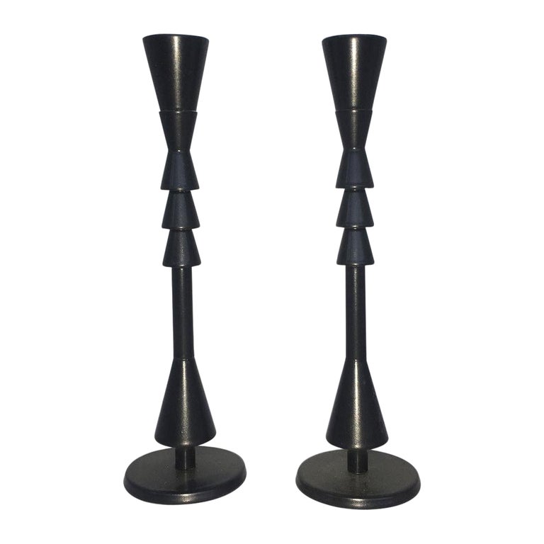 Ugo La Pietra Ad Arte bronze candleholders, 1974, offered by DD DIMORE
