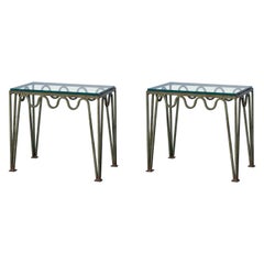 Pair of 'Méandre' Verdigris and Glass Side Tables by Design Frères