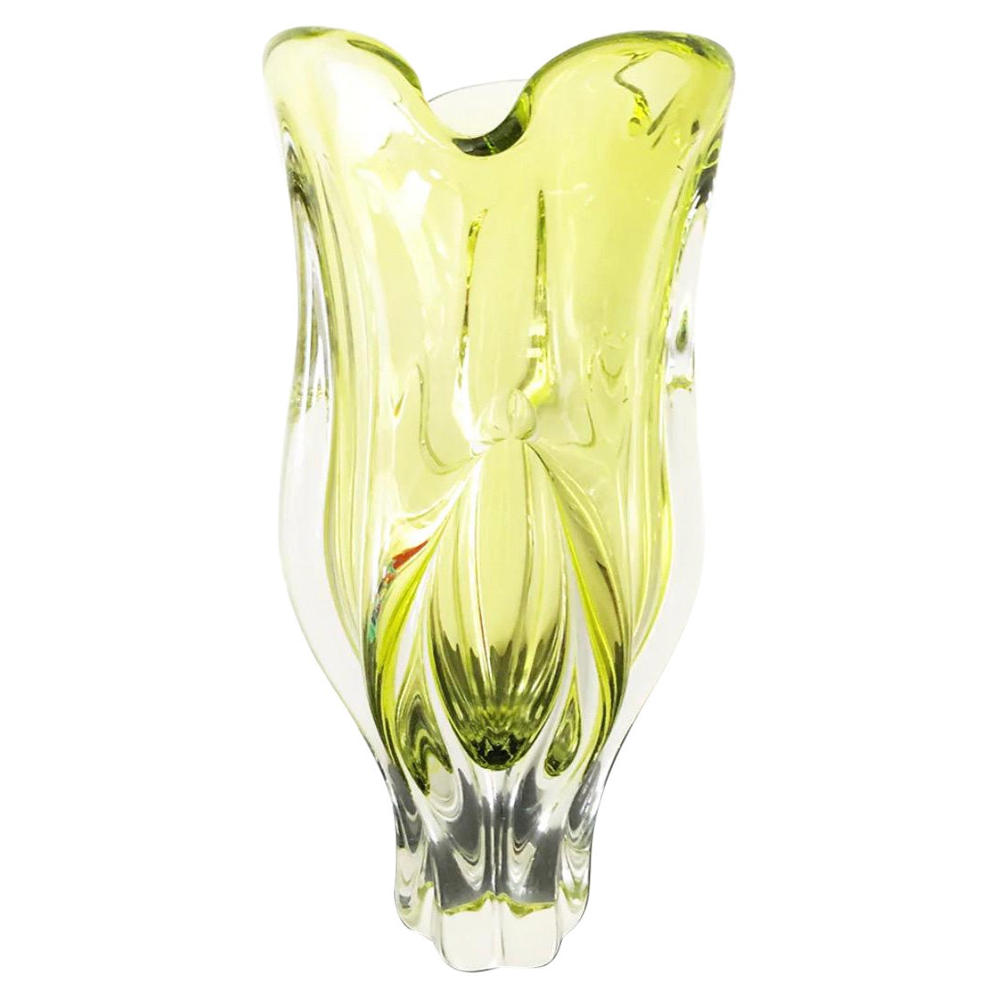 Gelbe Vintage-Murano-Vase – Kunst-