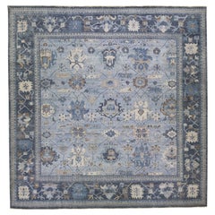 Apadana's Persian Style Mahal Grey Handmade Square Wool Rug