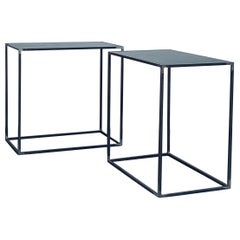 Pair of 'Filiforme' Patinated Steel Minimalist Side Tables by Design Frères