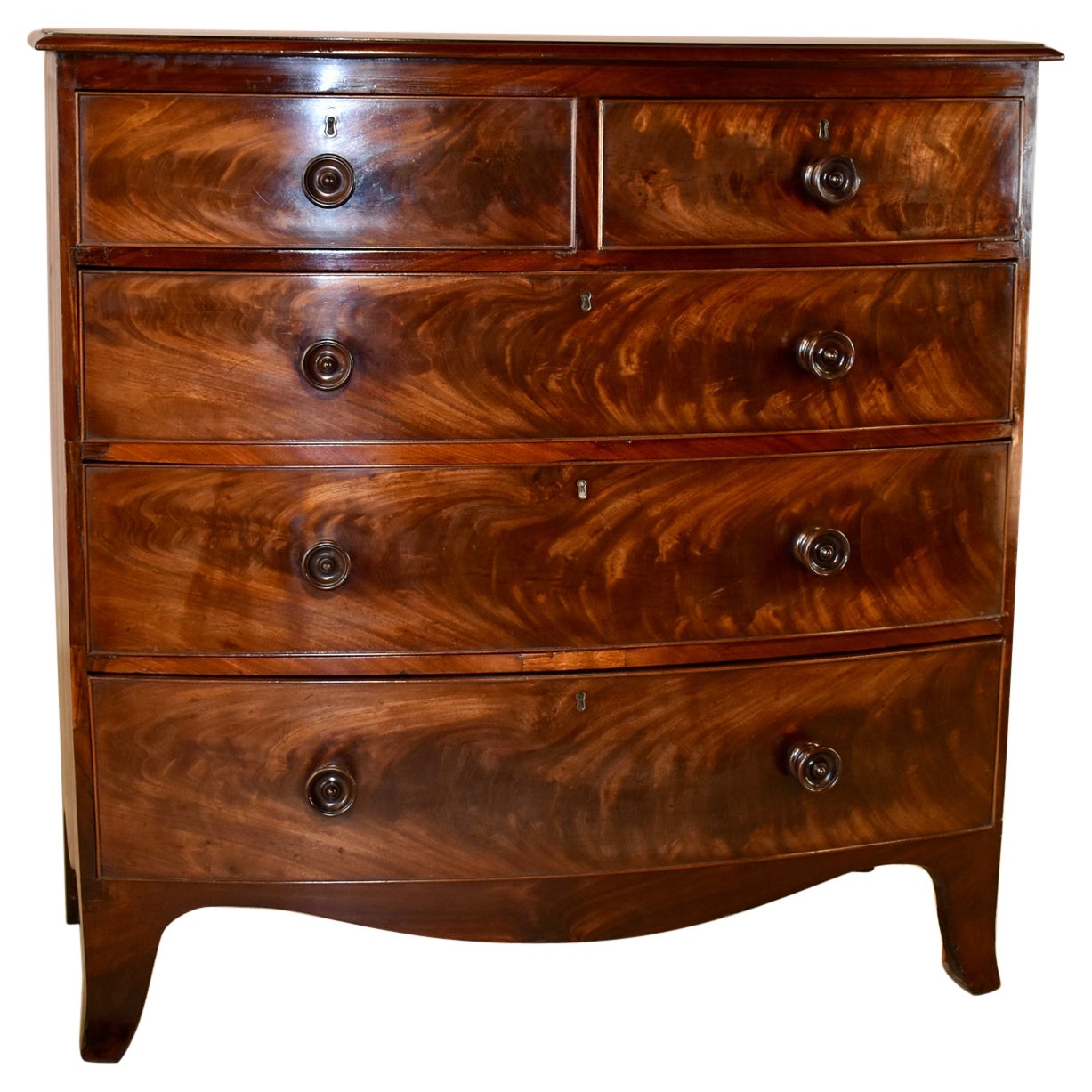 19th Century Mahogany Bow Front Chest of Drawers For Sale