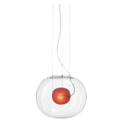 Large 'Big One' Clear & Red Handblown Glass Pendant Lamp for Brokis