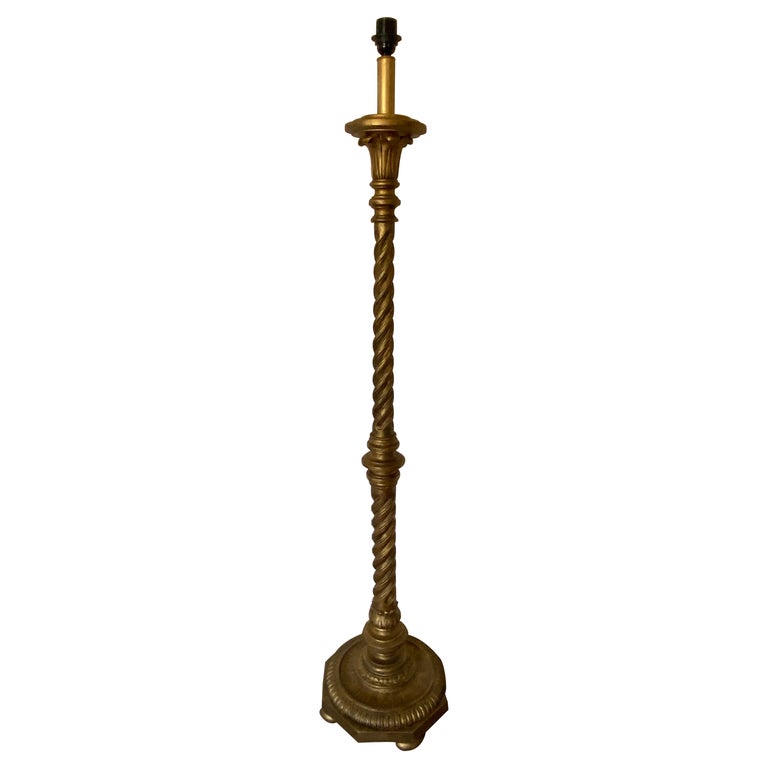 Antique Gold Gilt Italian Baroque Style Floor Lamp For Sale at 1stDibs