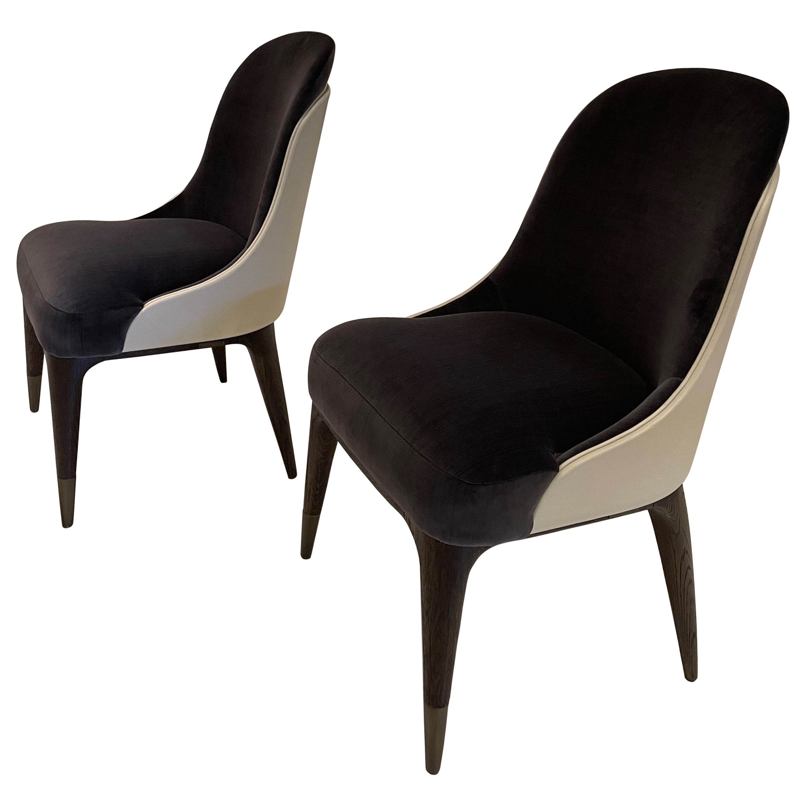 Modern Leather Wrapped Covet Dining Chair II Designed by Steve Leung For Sale