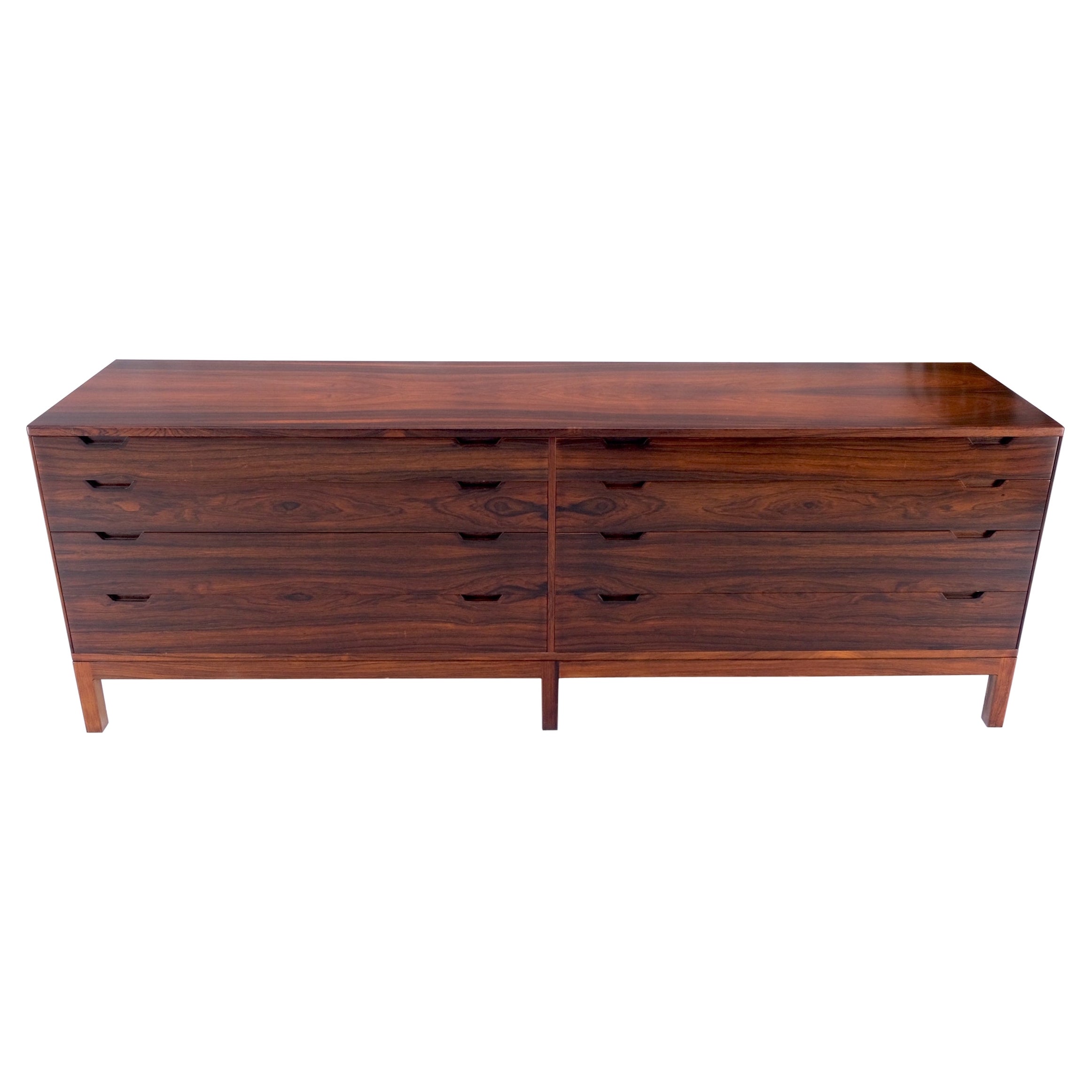 Rosewood Danish Mid-Century Modern 8 Drawers Credenza Recessed Handles