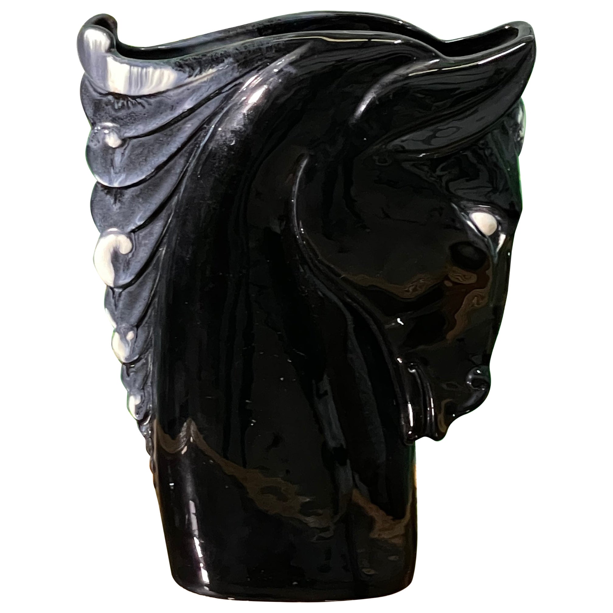 Modernist Ceramic Horse Head Vase by Royal Hickman For Sale