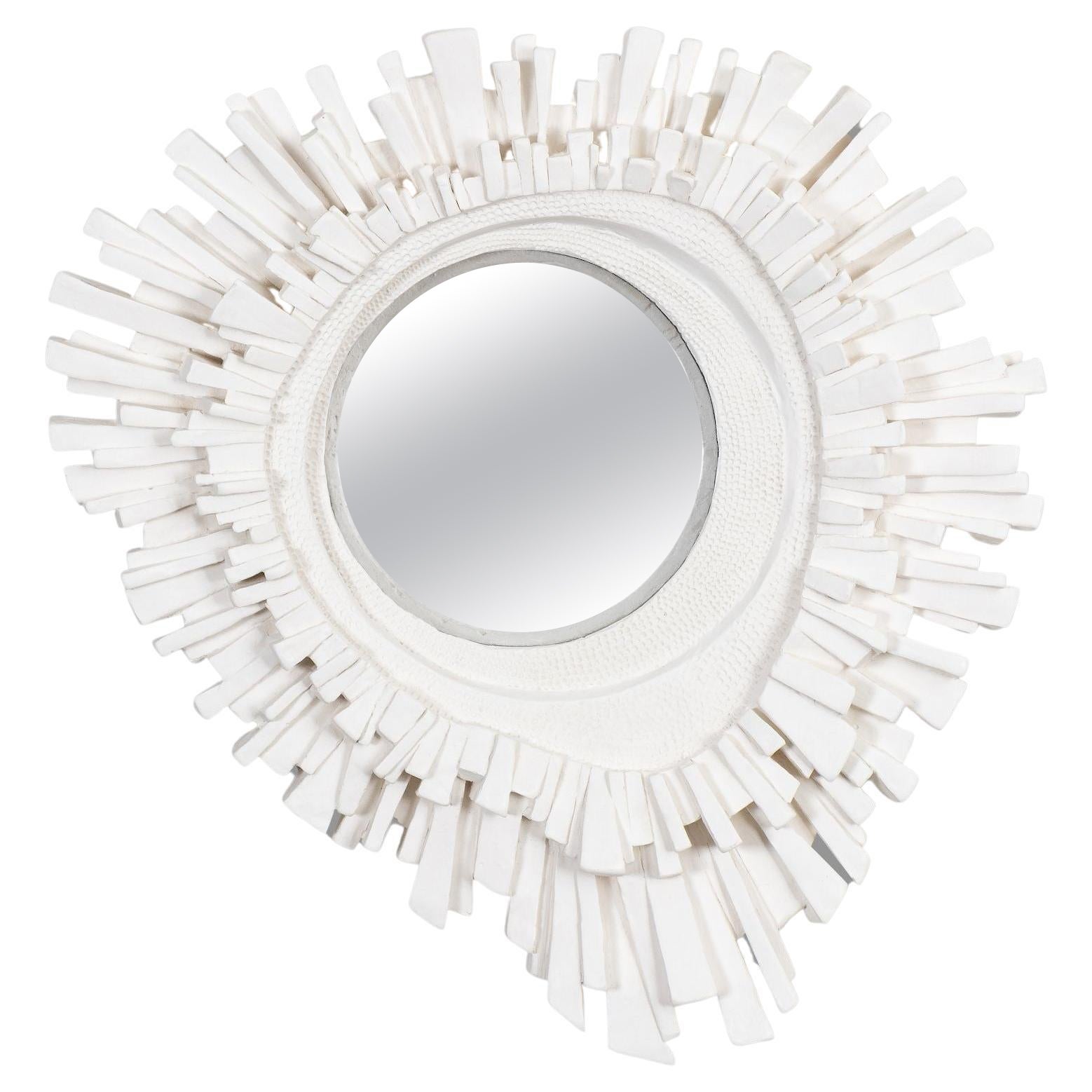 French White Plaster Sunburst Mirror, 21st Century at 1stDibs white