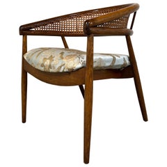 Mid Century Modern Cane Barrel Back James Mont King Cole Bentwood Arm Chair