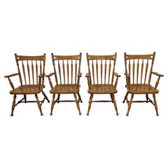Set of Four '4' Ethan Allen Vintage Maple High Back Windsor Dining Armchairs