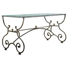 Vintage Regency Patinated Scroll Console Table