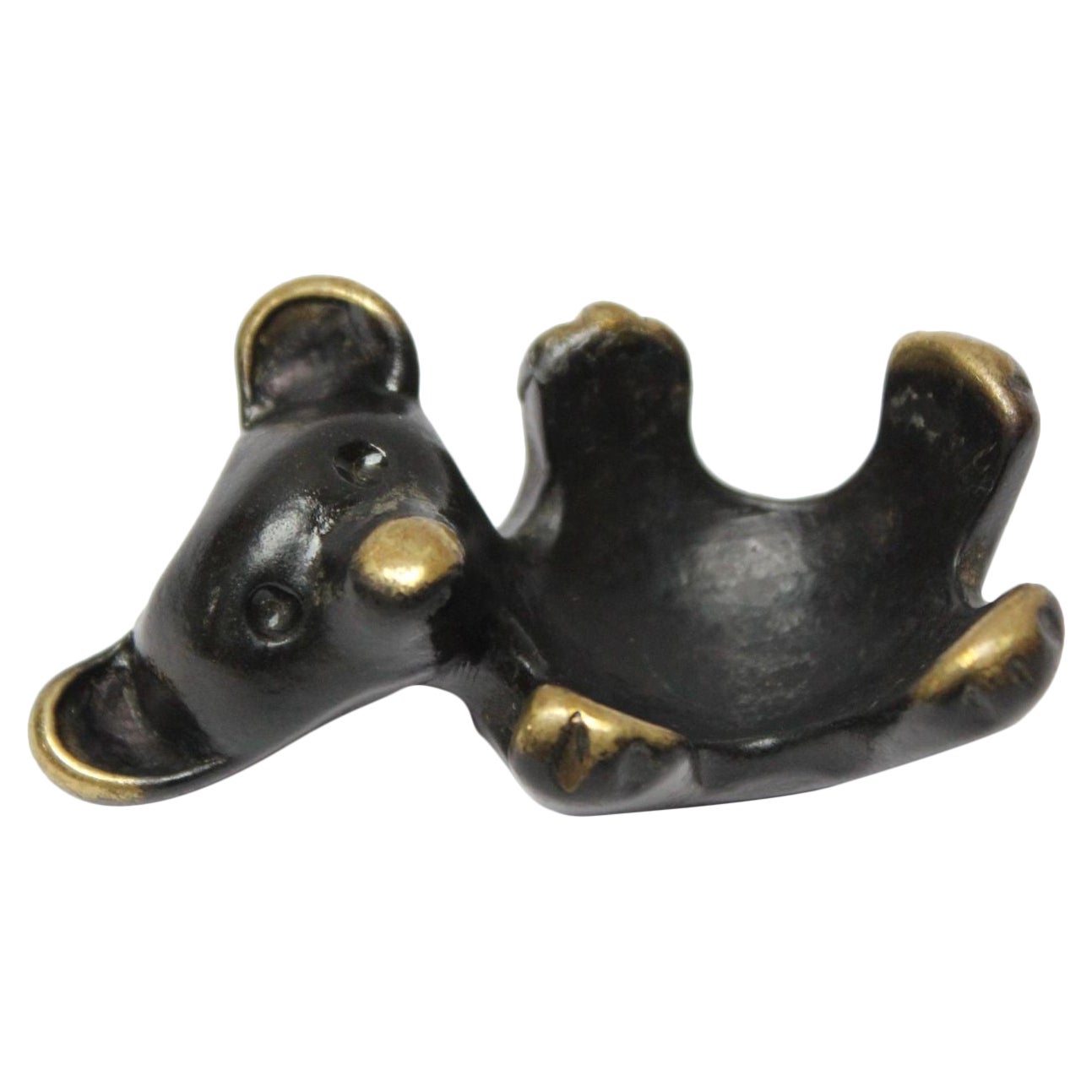 Blackened Brass Bear Candleholder/Figurine by Walter Bosse and Herta Baller For Sale