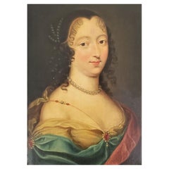 S.P. Mignard Signed Original Antique Oil Painting Depicting a Portrait of a Lady