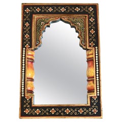 Vintage Hand-Painted Indian Archway Mirror, 1940s