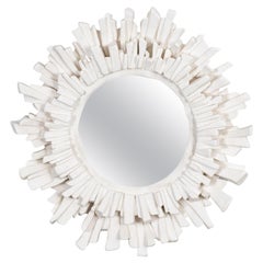 French Round Plaster Starburst Shaped Mirror, 21st Century