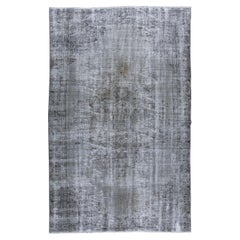 Tapis vintage 5,9x9,3 Ft teinté à la main en gris pour les intérieurs modernes, fabriqué à la main en Turquie