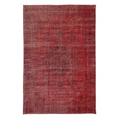 7.7x11 Ft Hand Knotted Vintage Turkish Rug Over-Dyed in Red 4 Modern Interiors