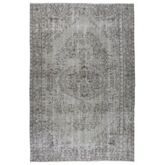 6x9 Ft Handmade Vintage Turkish Area Rug Over-Dyed in Gray 4 Modern Interiors