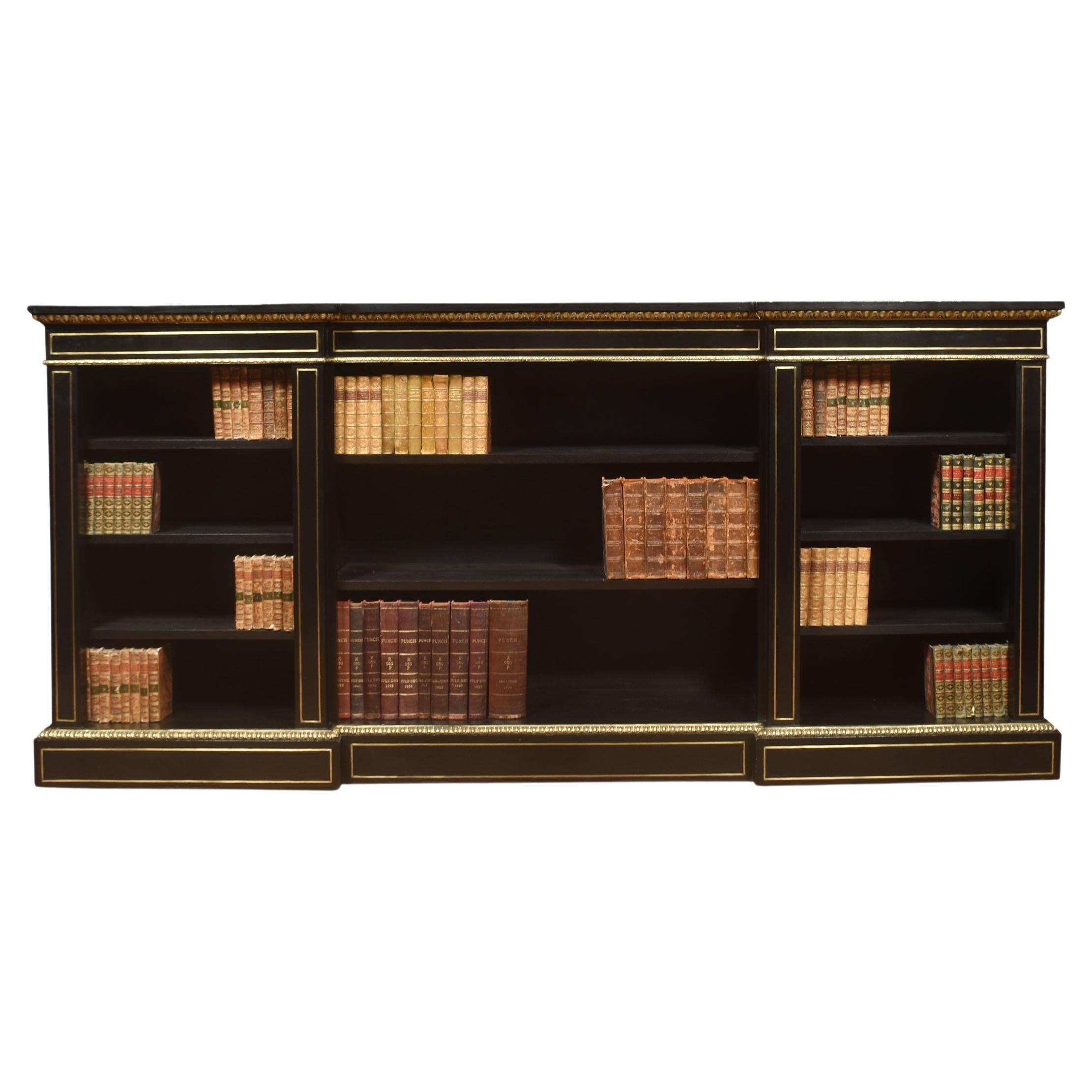 Large Napoleon III Brass Mounted Open Bookcase For Sale