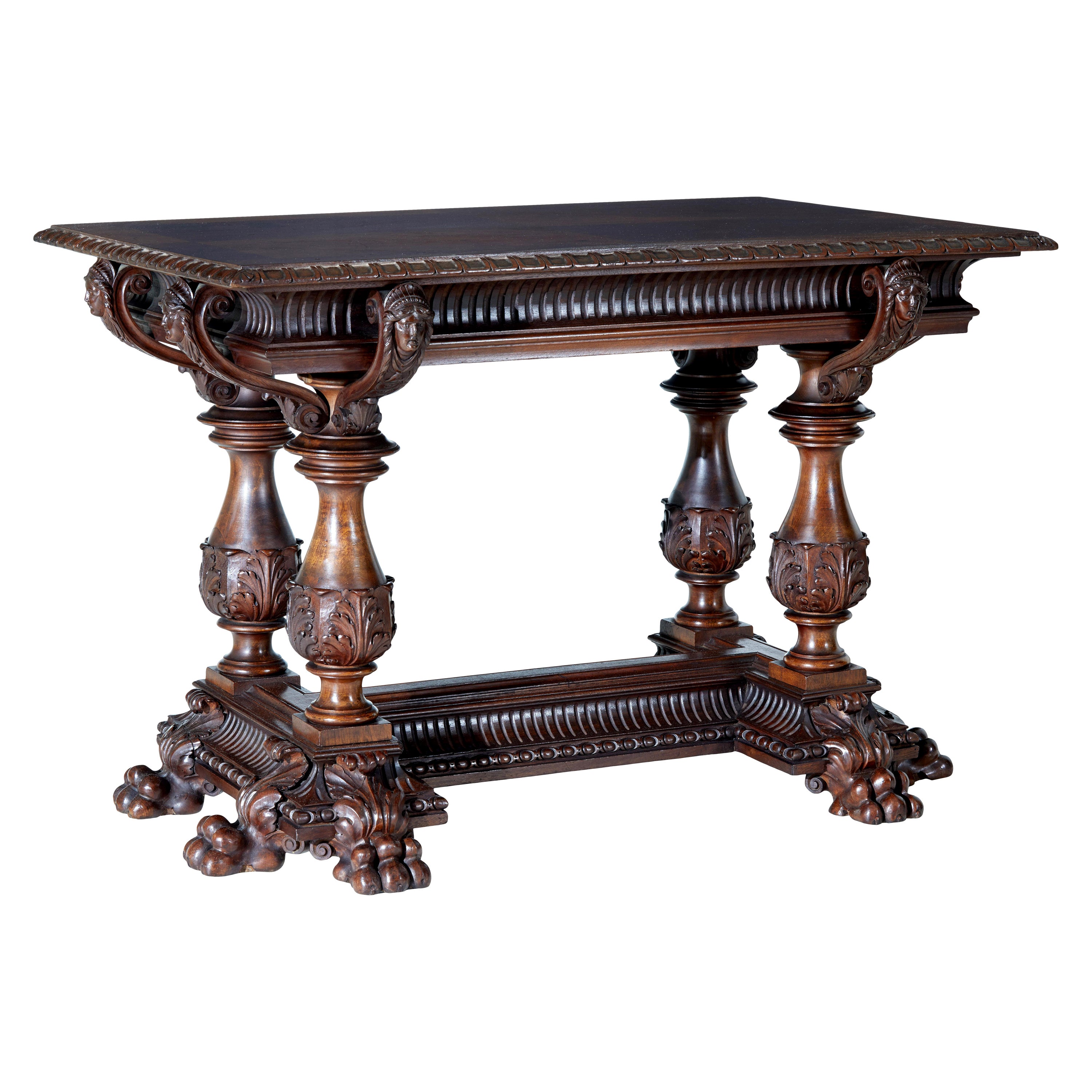 19th century Italian carved walnut center table