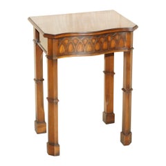 Stunning Antique Hardwood Gothic Pugin Style Serpentine Fronted Side End Table