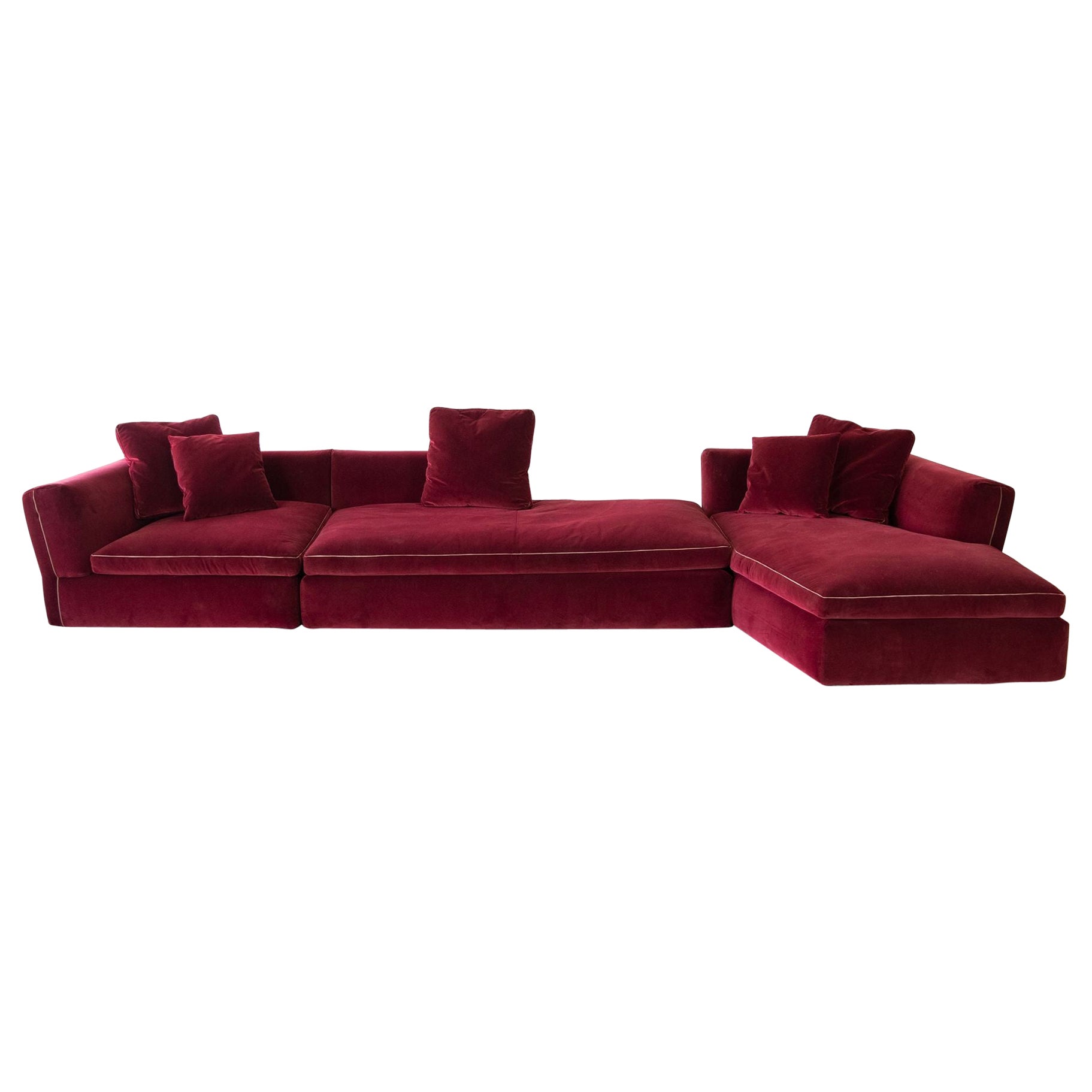 Velvet 'Dress-Up' Sectional Sofa Designed by Rodolfo Dordoni for Cassina For Sale