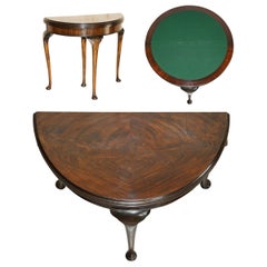 Fine legno massiccio antico del 1880 circa Console Giochi Demi Lune Tavolo da gioco Dispiega