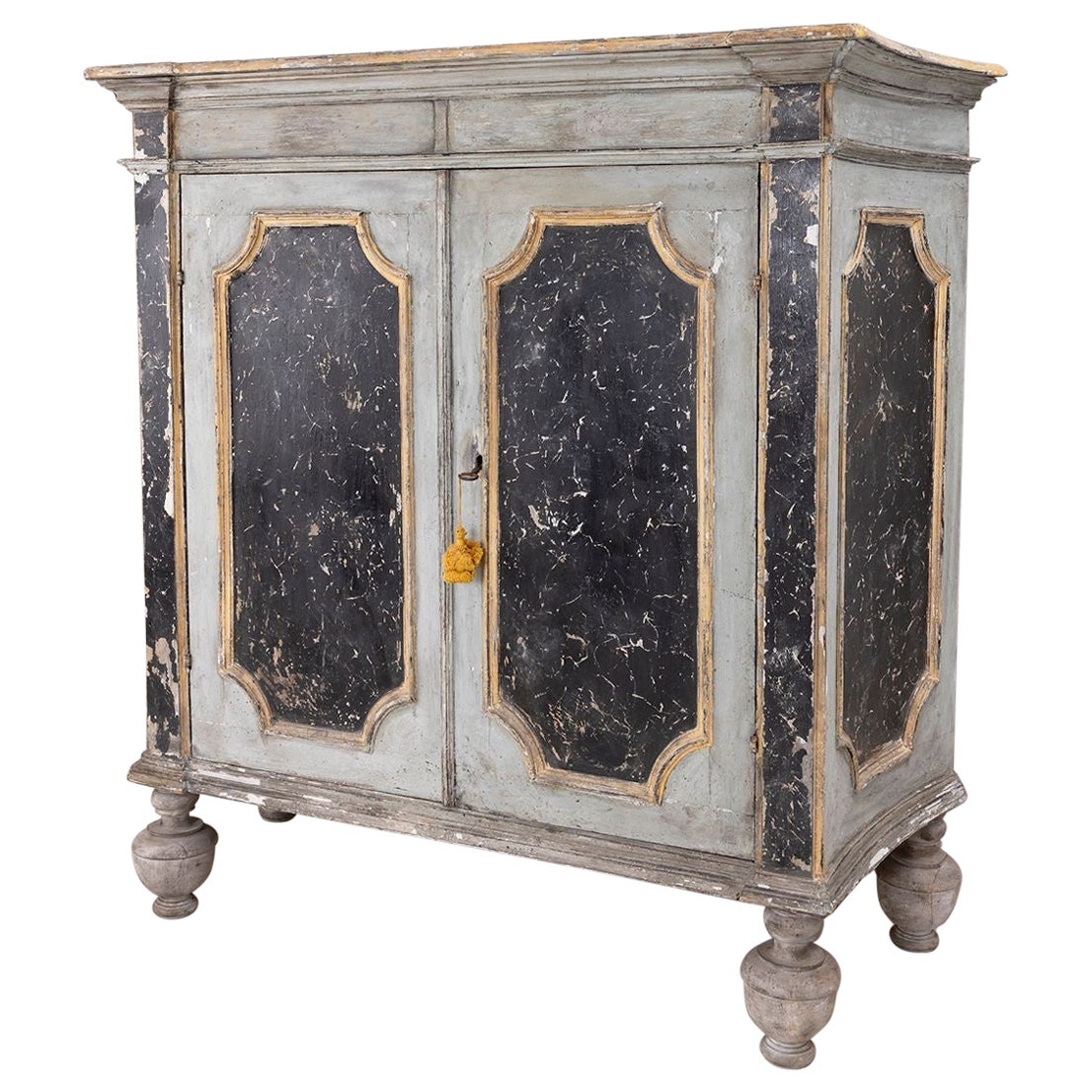 18th C. Italian Baroque Style Painted Armoire Cabinet