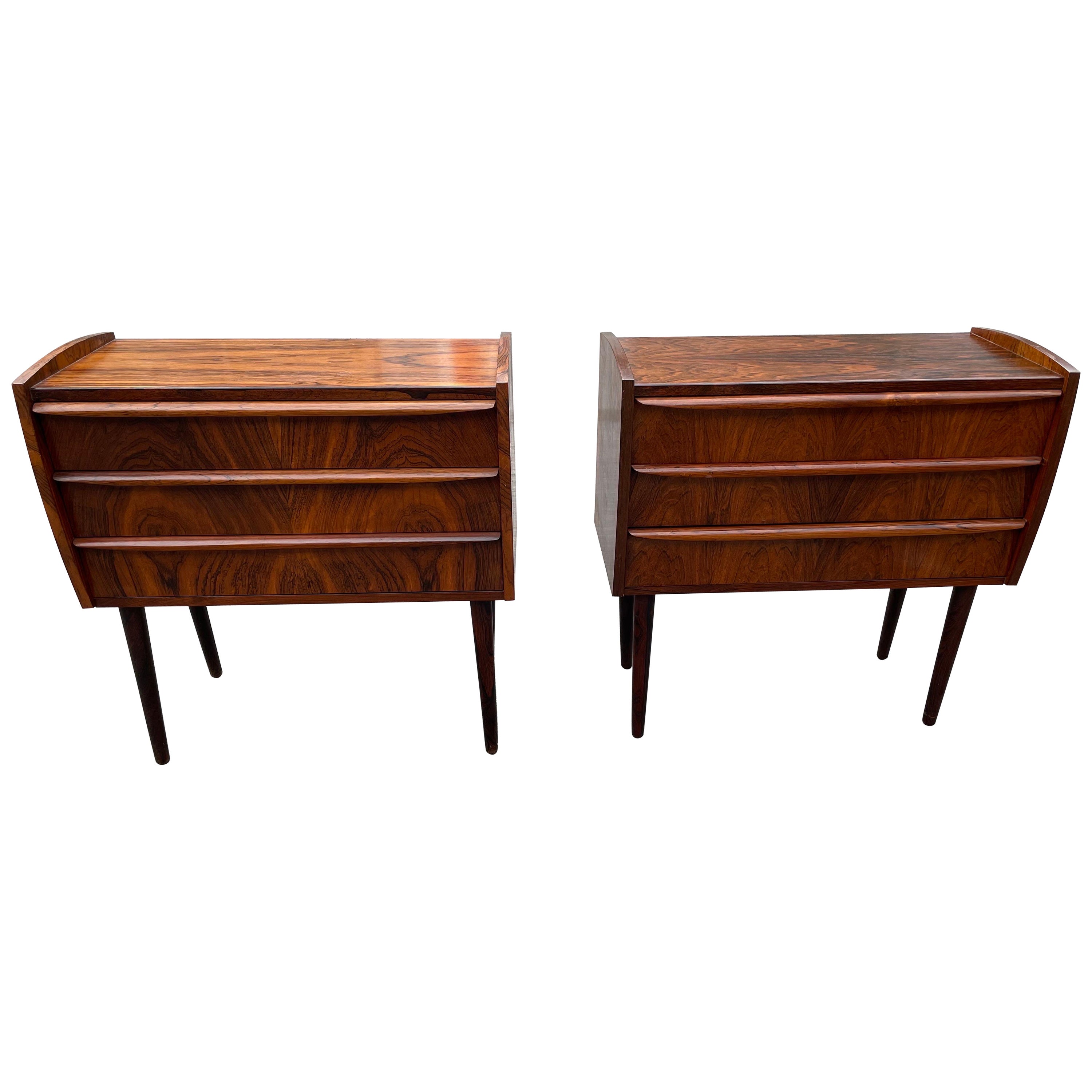 Set of Beautiful Danish Rosewood Nightstands or Dressers from the 1960's For Sale