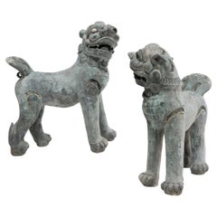 Pair of Chinese Bronze Fu Lion Guardians, c. 1850