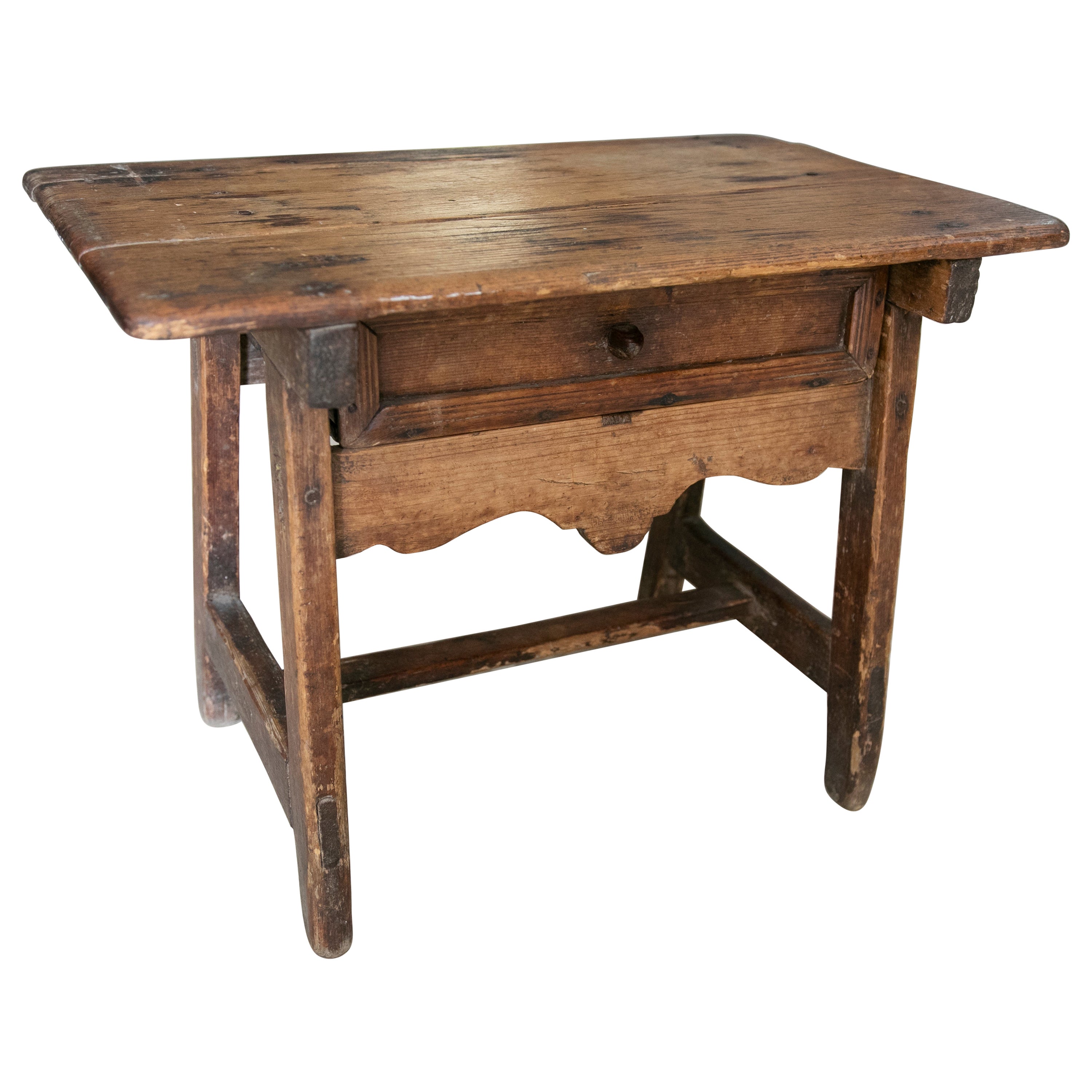 Spanish Wooden Sidetable with a Drawer For Sale