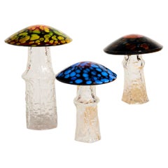 Swedish Art Glass Mushroom Set of Three