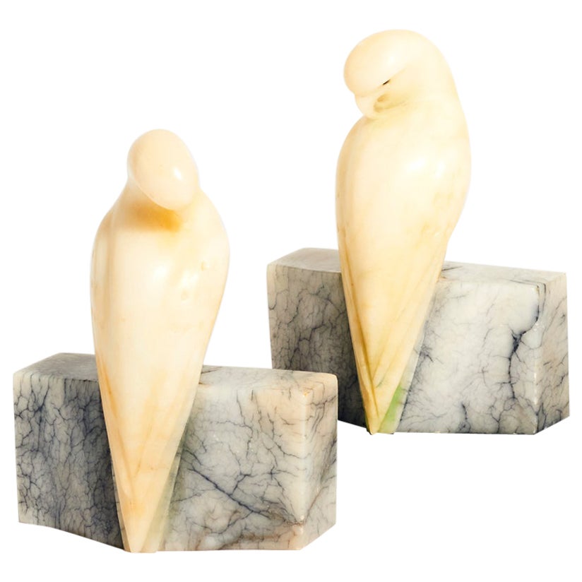 alabaster parrot bookends alabaster parrot bookends