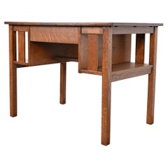 Used L. & J.G. Stickley Mission Oak Arts & Crafts Desk, Newly Restored