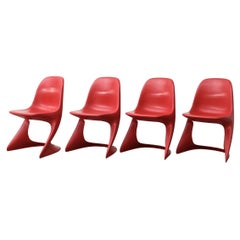 Set of 4 Space Age Stacking Child Sized Red Casalino Chairs by Alexander Begge
