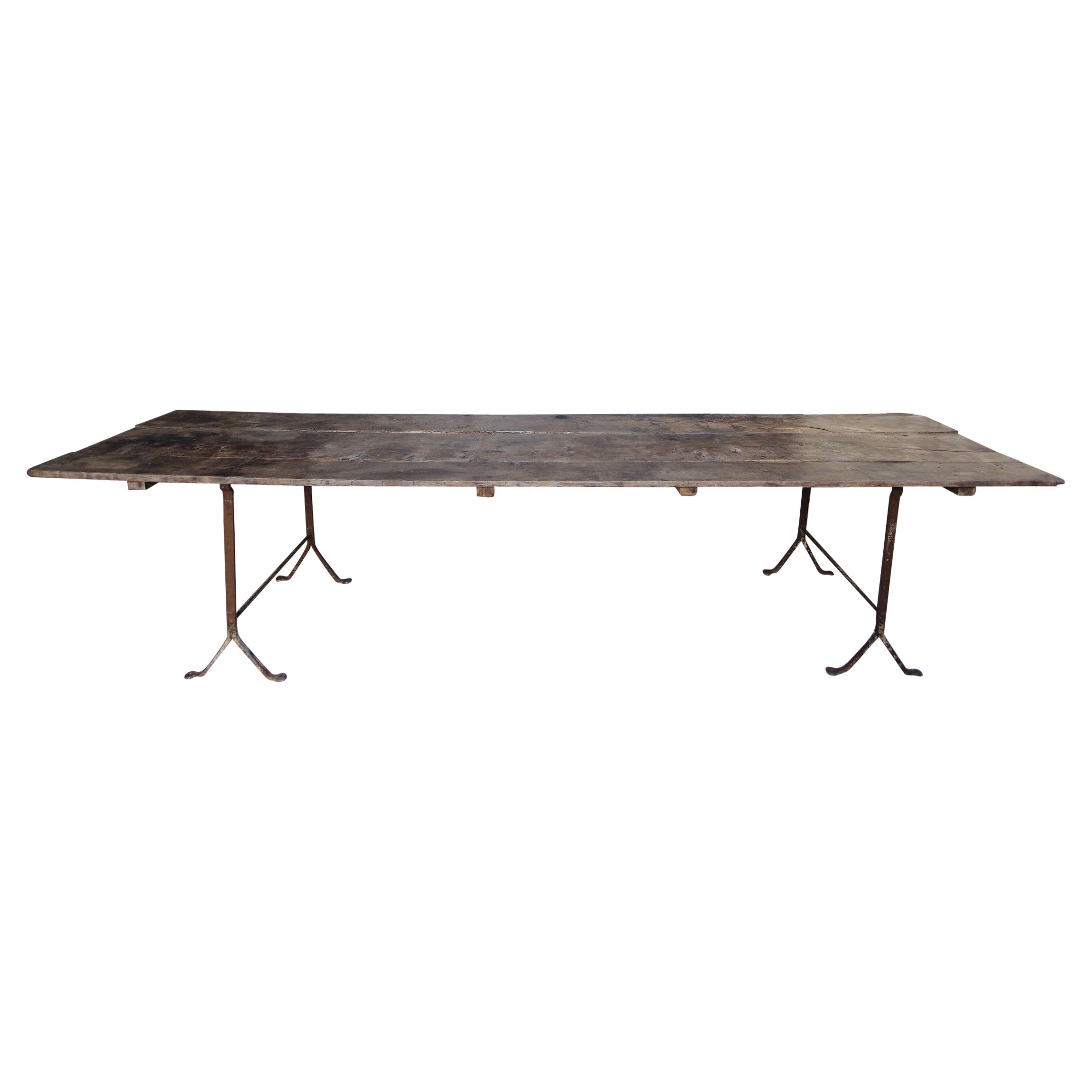 Large 20th Century Primitive Industrial Console Table