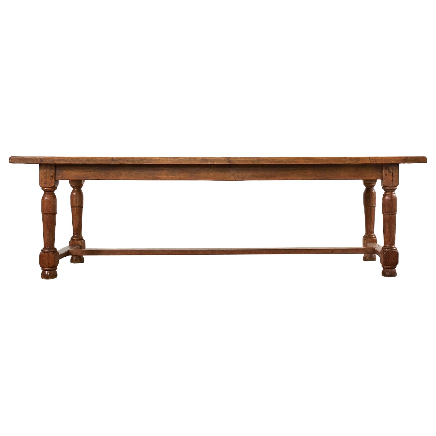Country French Provincial Oak Farmhouse Trestle Dining Table 