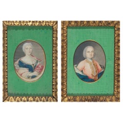 Russian School 19th Century Portraits, Gouache on paper