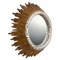 Antique Sunburst Gilt Wood Mirror