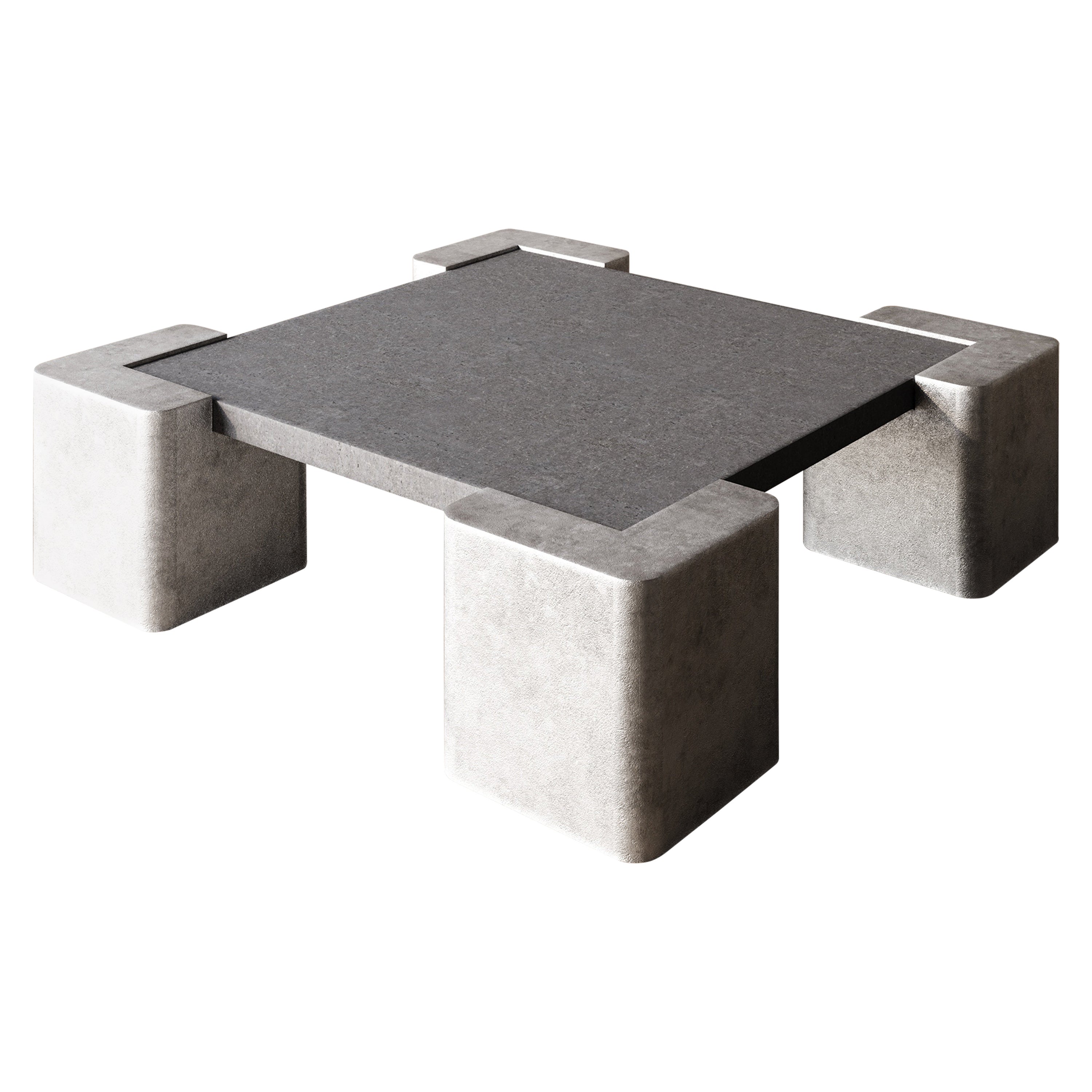 Nº 202 Sand-Cast Aluminum + Volcanic Stone Low Table by Amee Allsop Studio