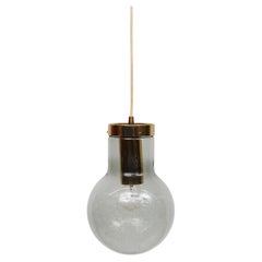 1960's RAAK "Dewdrop" Smoked Glass Flushmount Light with Brass Hardware