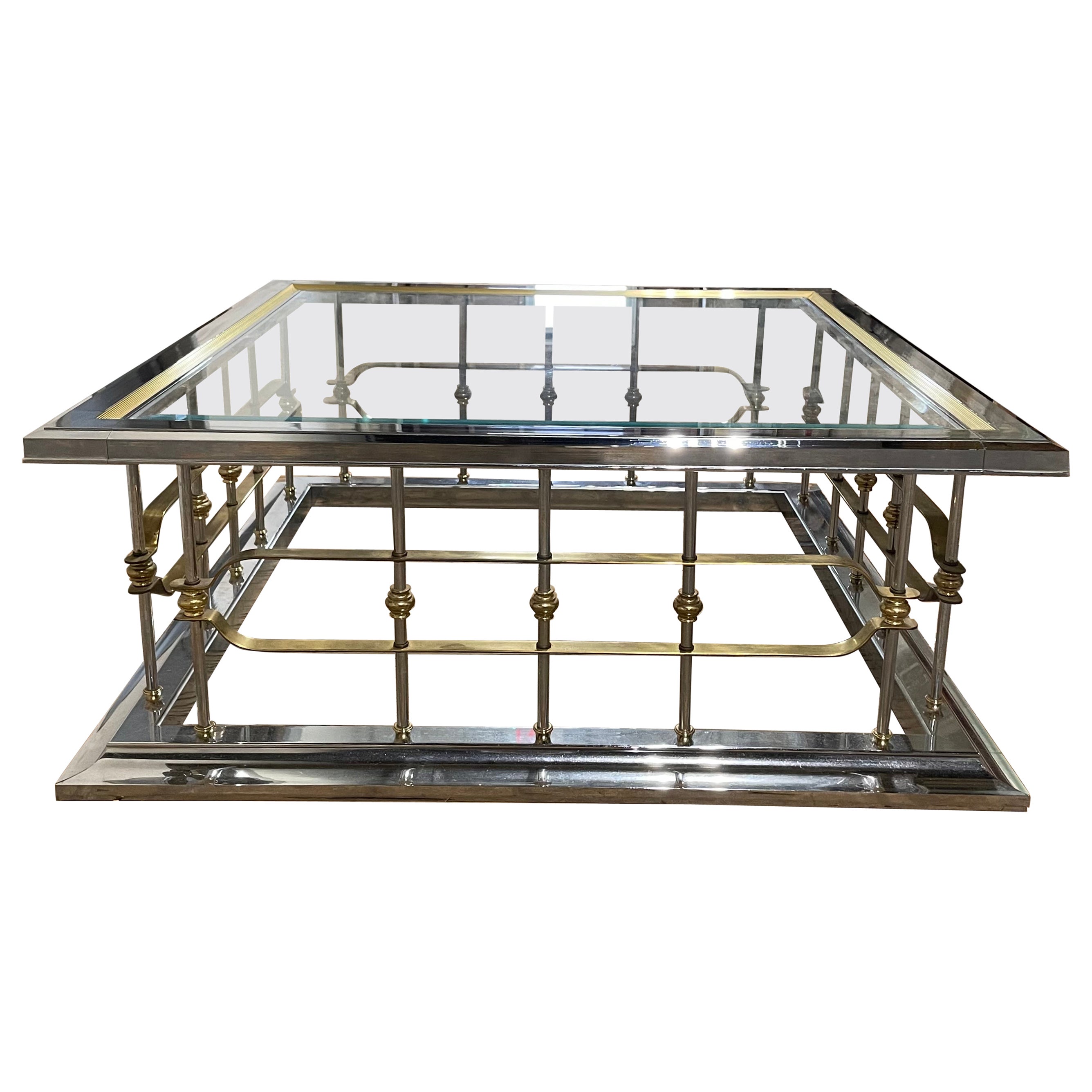 Modern Chrome & Glass Coffee Table in Mastercraft Style
