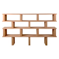 Four Shelves 'Verticale' Polished Oak Shelving Unit