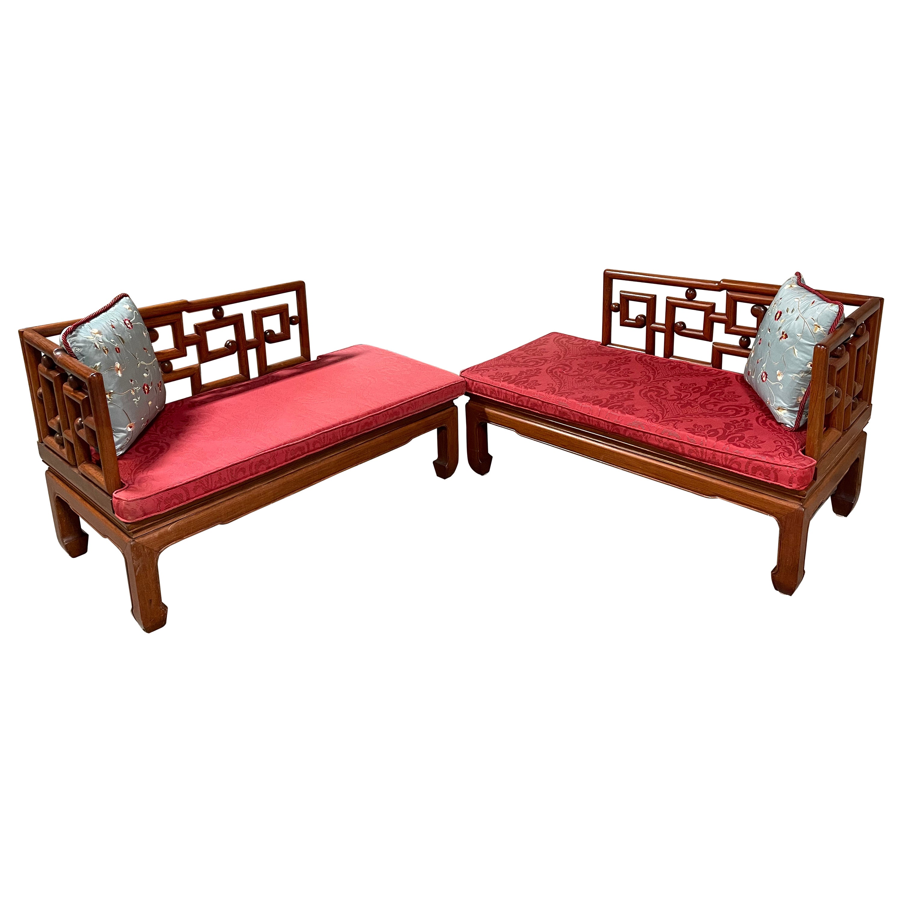 George Zee Rosewood Chinese Chippendale Sectional Sofa For Sale