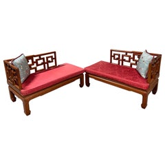Retro George Zee Rosewood Chinese Chippendale Sectional Sofa