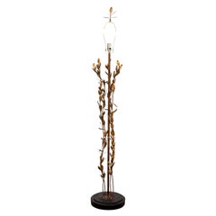 Hollywood Regency Floor Lamp with Gilt Leaves