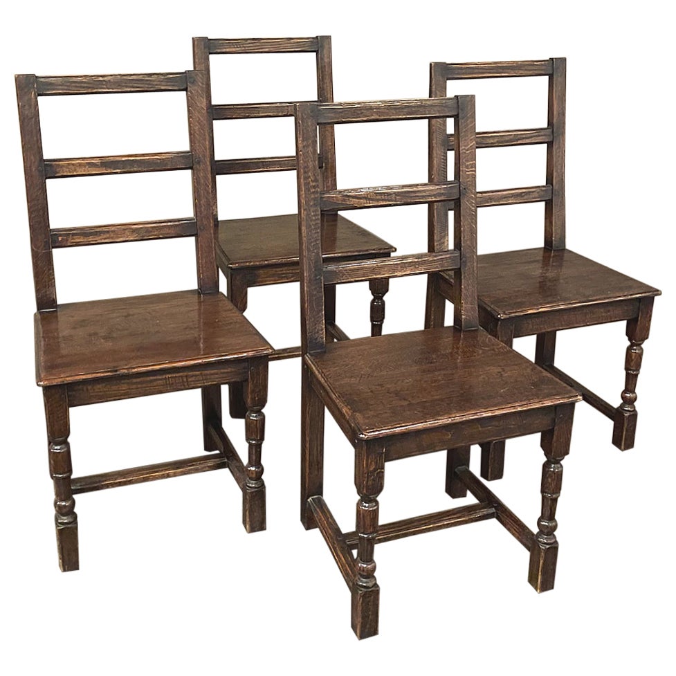 Set of Four Rustic Mid-Century Country French Chairs For Sale