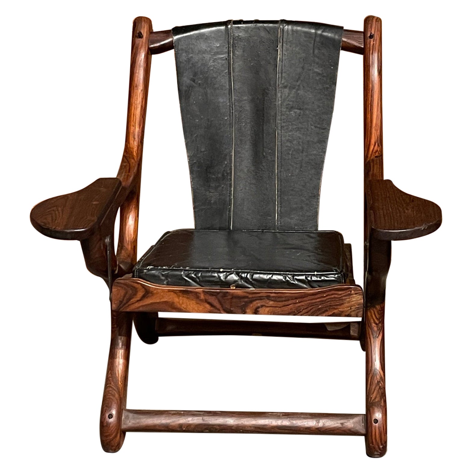 Don Shoemaker for Cocobolo Rosewood and Leather Swing Chair, Circa 1960